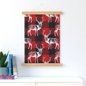 Reindeer on Red Buffalo Plaid - large scale