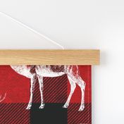 Reindeer on Red Buffalo Plaid - large scale