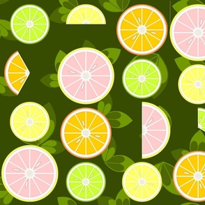 Cut citrus with leaves
