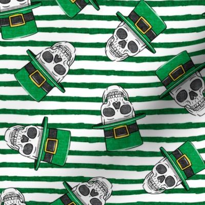 St. Patty's Skulls - green stripes - St Patricks day Irish - LAD19