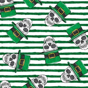 St. Patty's Skulls - green stripes - St Patricks day Irish - LAD19