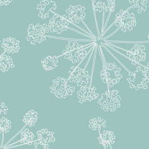 Floral Queen Anne's Lace teal blue (jumbo)