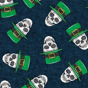 St. Patty's Skulls -  navy - St Patricks day Irish - LAD19