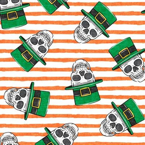 St. Patty's Skulls - orange stripes - St Patricks day Irish - LAD19