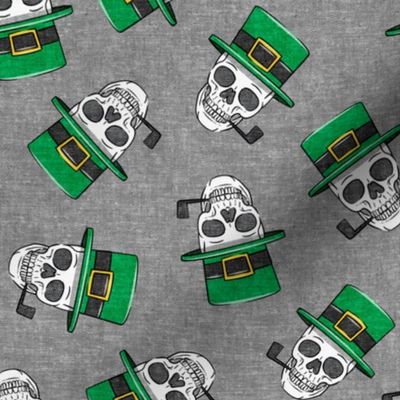 St. Patty's Skulls - grey with pipe - St Patricks day Irish - LAD19