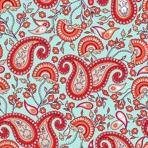 Blue and Red Paisley