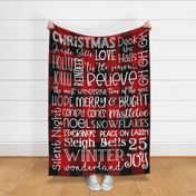 Minky Blanket 54 x 72 inches - Christmas Subway Art Red Plaid