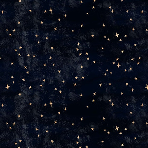 Scattered stars fabric metallic look on stormy night sky