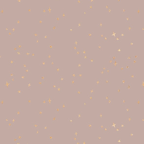 Scattered gold metallic look stars on oyster blue