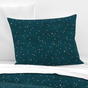 Scattered faux gold metallic look celestial stars - peacock blue textured