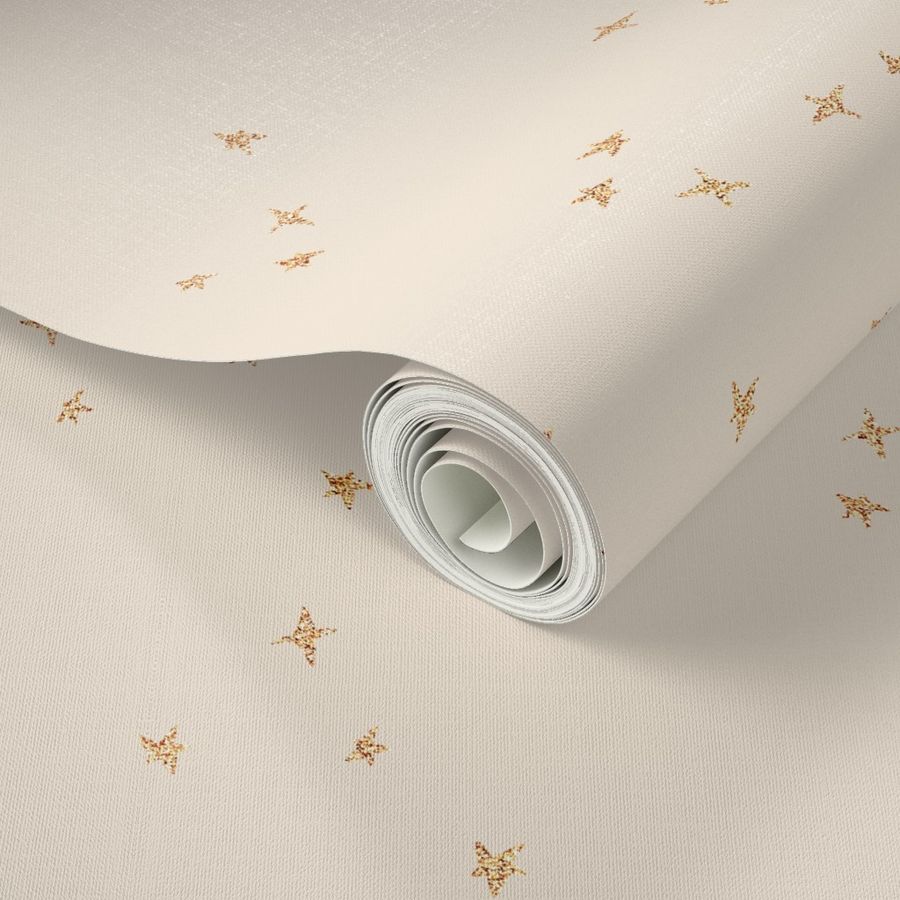 Scattered gold metallic look celestial stars - warm cream