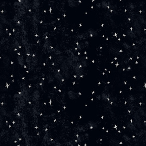 celestial night sky stars metallic look silver stars on black texture