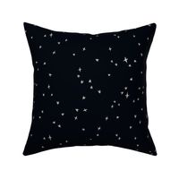 celestial night sky silver metallic look stars on solid black