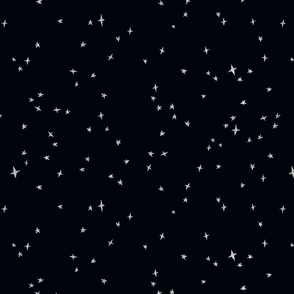 celestial night sky silver metallic look stars on solid black