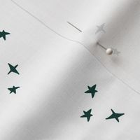 fir green scattered stars on white