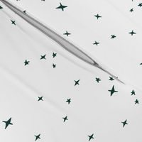 fir green scattered stars on white