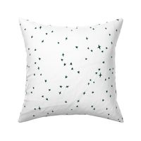 fir green scattered stars on white