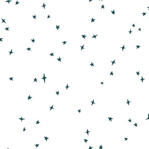 blue scattered stars on white