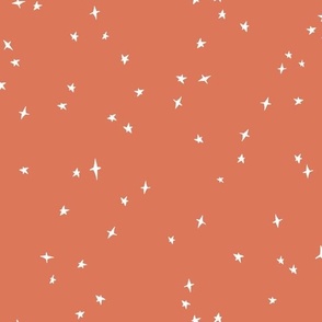 white scattered stars orange terracotta