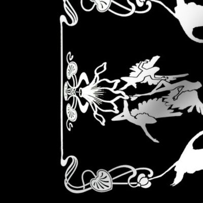 Art Nouveau B/W Border Print Black