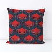 Art Deco Swans - Red on Navy