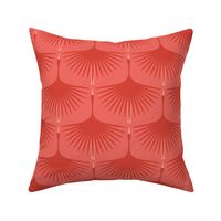 Art Deco Swans - Red on Coral