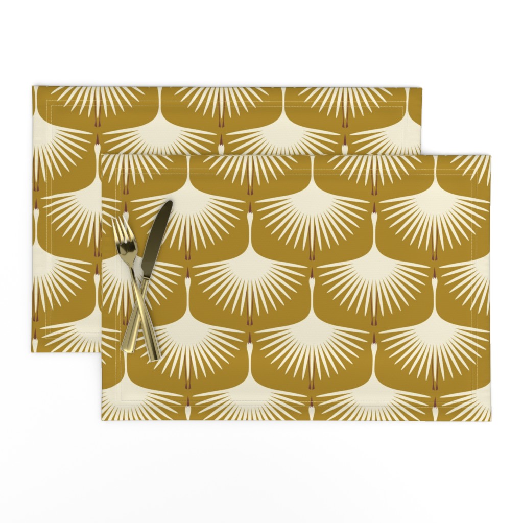 Art Deco Swans - Cream on Vintage Gold