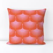 Art Deco Swans - Pink on Red/Orange