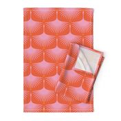 Art Deco Swans - Pink on Red/Orange