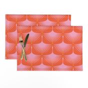 Art Deco Swans - Pink on Red/Orange