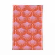 Art Deco Swans - Pink on Red/Orange