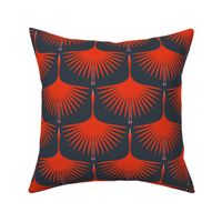 Art Deco Swans - Crimson on Navy