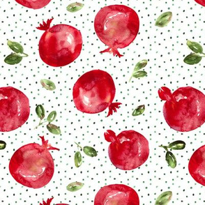 Watercolor pomegranates with dots