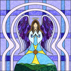 Praying Angel Stained Glass Quilt - 2 YARD -WIDE- PANEL