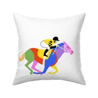 Custom Four Horse Racing for 18 inch square pillows on White