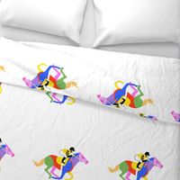 Custom Racing Horse one for 18 inch square pillow on white