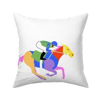 Custom Racing Horse two for 18 inch square pillow on white