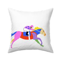 Custom Racing Horse three for 18 inch square pillow on White