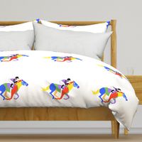 Custom Racing Horse four for 18 inch square pillow on White