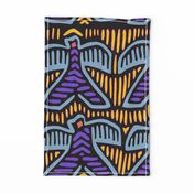 Panama Kuna Indian Tribal Pajaros - Wallpaper - Yellow Blue Black - Design