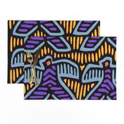 Panama Kuna Indian Tribal Pajaros - Wallpaper - Yellow Blue Black - Design