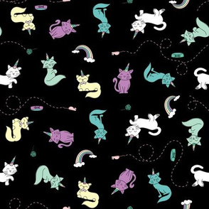 Cat Unicorns on Black