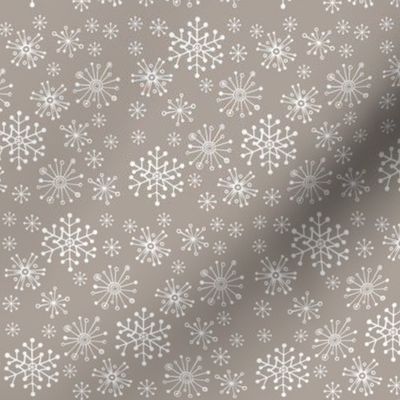 snowflakes-warm grey (taupe)