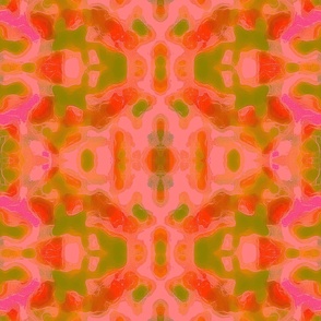 24" LARGE Coral Psychedelic Kilim Tie Dye