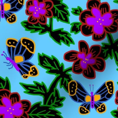 Jewel Tone Scratchboard Butterflies and Flowers