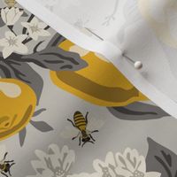 Bees And Lemons 2 - Small - Grey (grey leaves)