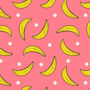 Bananas and Poka Dots on Pink