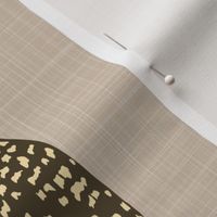 Shrooms Yellow on Khaki - Large - Linen Texture