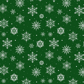 Christmas Folk Snowflakes2 Green-SM