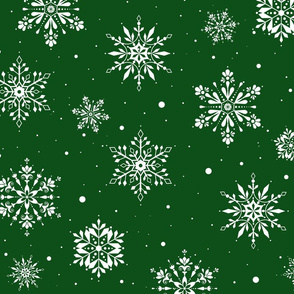 Christmas Folk Snowflakes2 Green